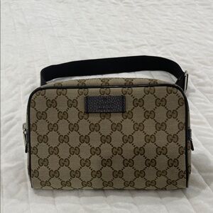Gucci Beige and Brown Monogram Belt Bag